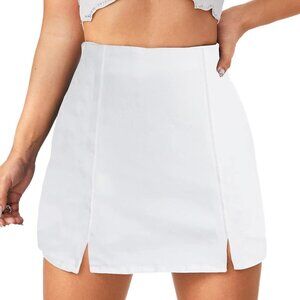 Women's Casual Split Hem High Waist Denim Skorts Skirt Shorts